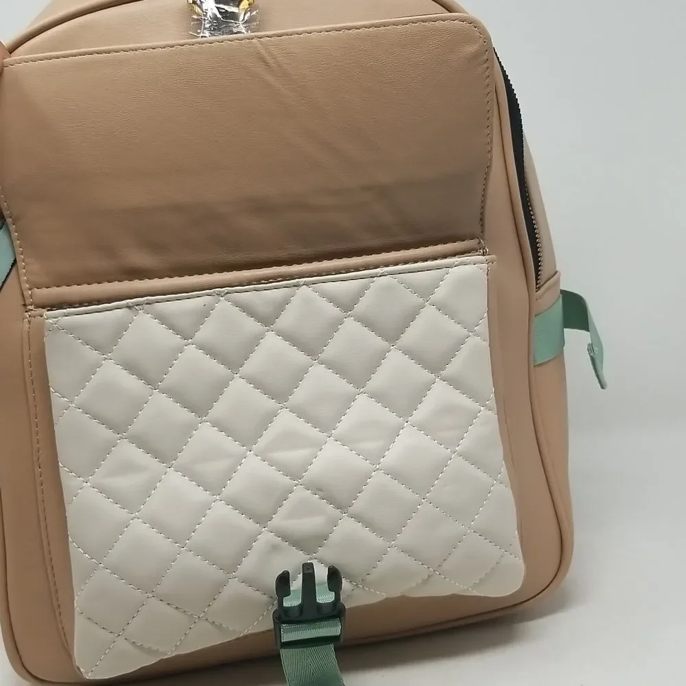 Blush pink  cream and mint green Backpack purse